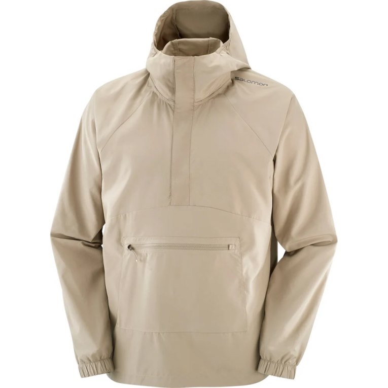 Beige Salomon Outlife Ripstop Half Zip Men's Windbreaker | PH 47908N